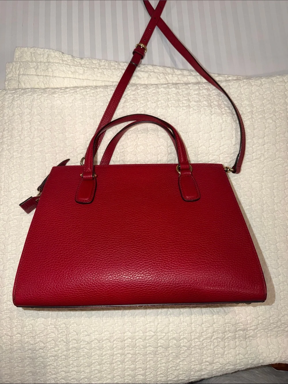 Gucci Red Pebbled Leather Top-Handle Satchel